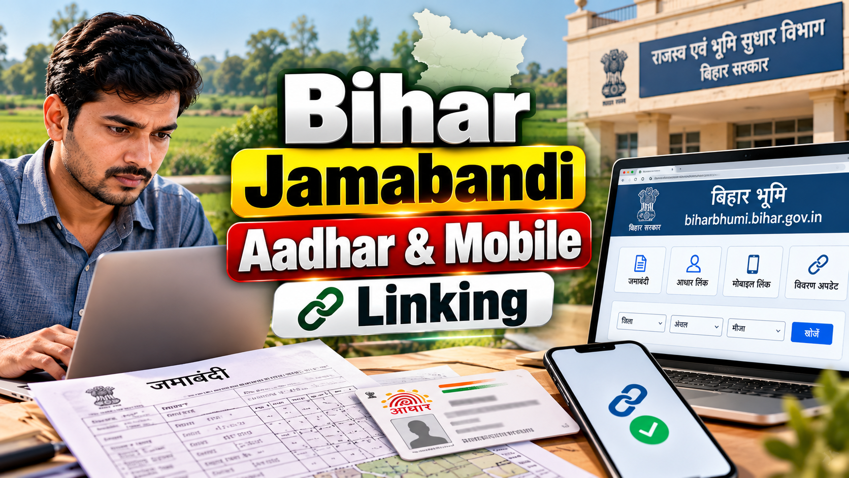 Bihar Jamabandi Aadhaar Mobile Linking: Complete Online Process on Bihar Bhumi