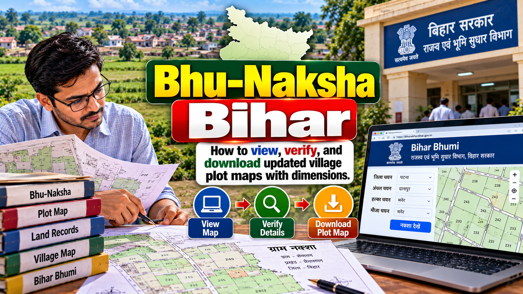 Bhu-Naksha Bihar: How to View, Verify and Download Updated Village Plot Maps with Dimensions